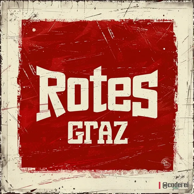 Cremefarbener Schriftzug „Rotes Graz“ auf einer roten, am Rand abgenutzten Tafel.