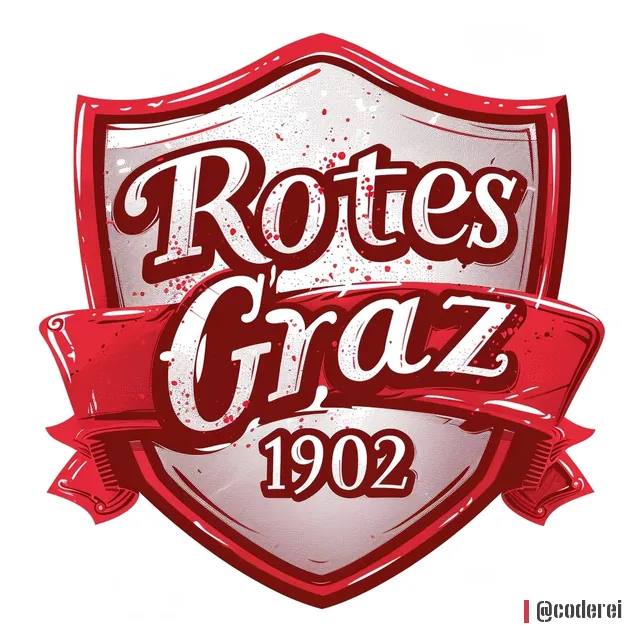 Rot-weißes Wappen in Schildform mit dem Schriftzug „Rotes Graz“ und „1902“ auf einem Band.